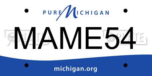 MAME54 Michigan License Plate