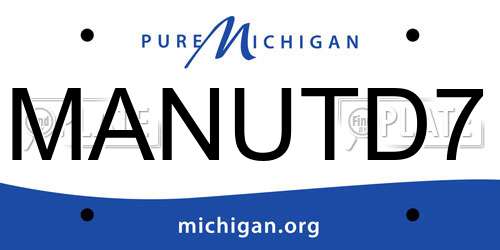 MANUTD7 Michigan License Plate