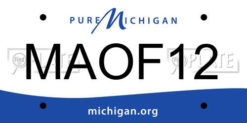 MAOF12 Michigan License Plate