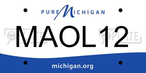 MAOL12 Michigan License Plate