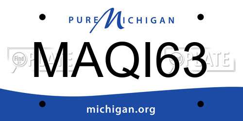 MAQI63 Michigan License Plate