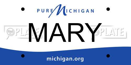 MARY Michigan License Plate