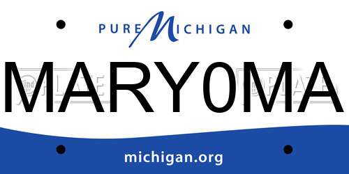 MARY0MA Michigan License Plate
