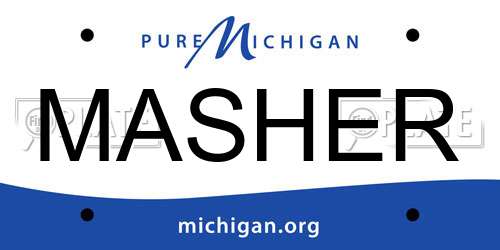 MASHER Michigan License Plate
