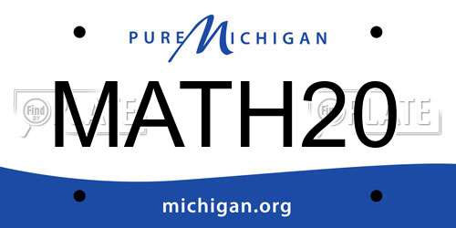 MATH20 Michigan License Plate