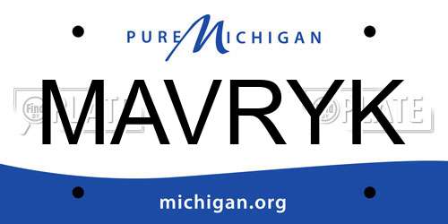 MAVRYK Michigan License Plate
