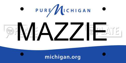 MAZZIE Michigan License Plate