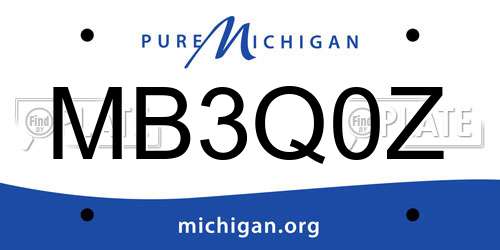 MB3Q0Z Michigan License Plate