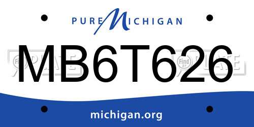 MB6T626 Michigan License Plate