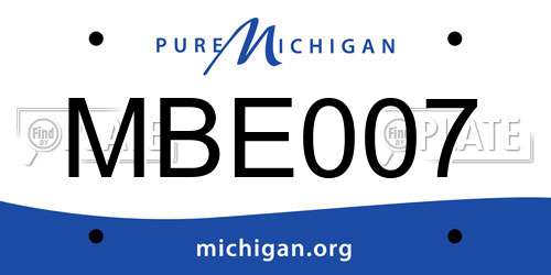 MBE007 Michigan License Plate