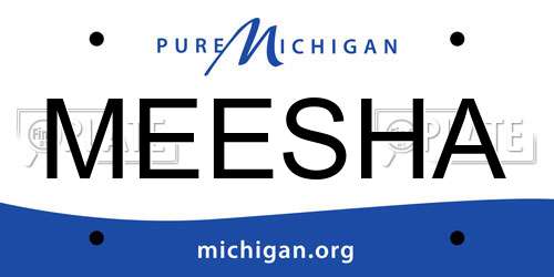 MEESHA Michigan License Plate