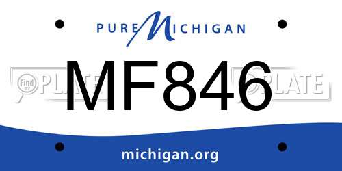 MF846 Michigan License Plate