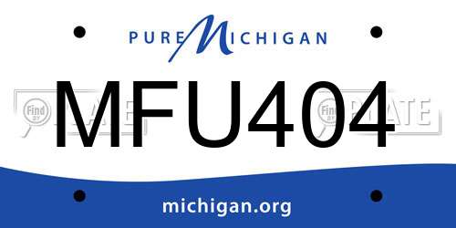 MFU404 Michigan License Plate