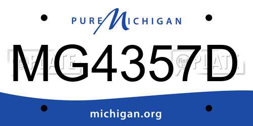 MG4357D Michigan License Plate