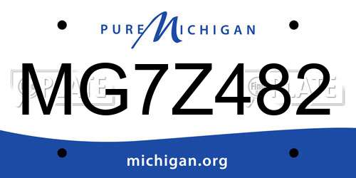 MG7Z482 Michigan License Plate