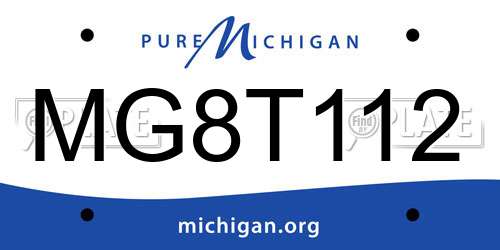 MG8T112 Michigan License Plate
