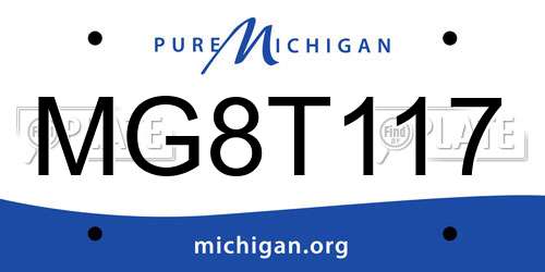 MG8T117 Michigan License Plate