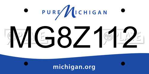 MG8Z112 Michigan License Plate