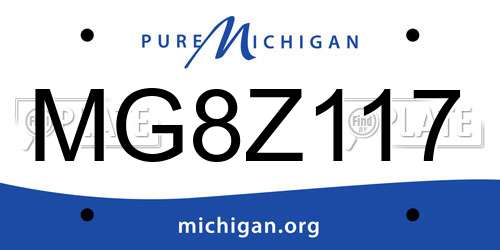 MG8Z117 Michigan License Plate