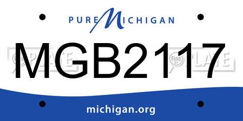 MGB2117 Michigan License Plate