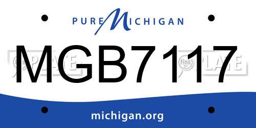 MGB7117 Michigan License Plate