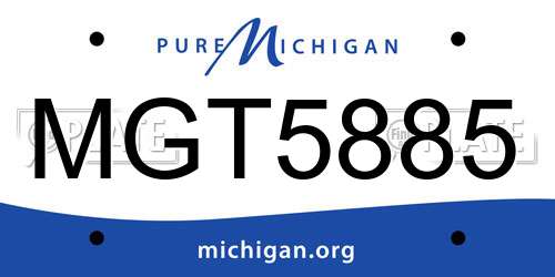 MGT5885 Michigan License Plate
