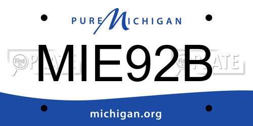 MIE92B Michigan License Plate
