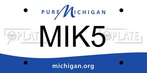 MIK5 Michigan License Plate