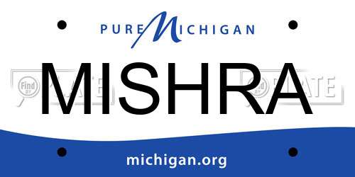 MISHRA Michigan License Plate