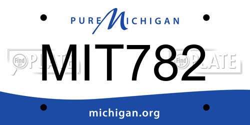 MIT782 Michigan License Plate