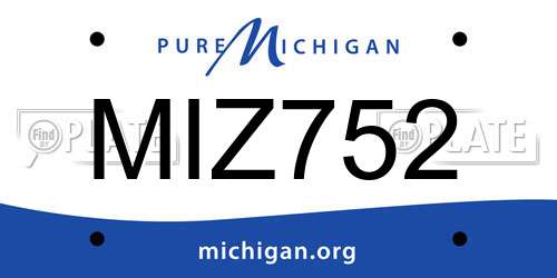 MIZ752 Michigan License Plate