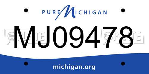 MJ09478 Michigan License Plate