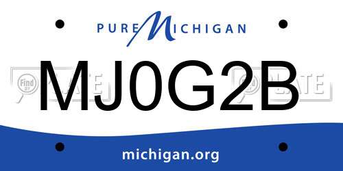 MJ0G2B Michigan License Plate