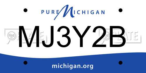 MJ3Y2B Michigan License Plate