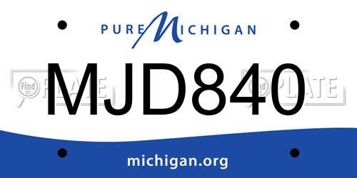 MJD840 Michigan License Plate