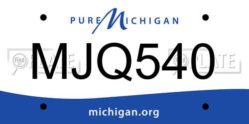 MJQ540 Michigan License Plate