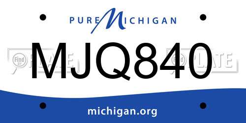 MJQ840 Michigan License Plate