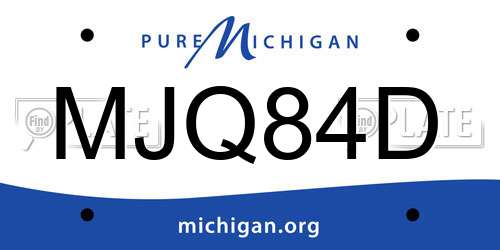 MJQ84D Michigan License Plate