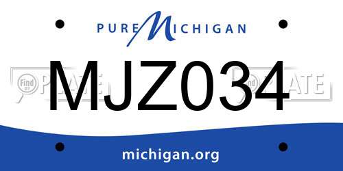 MJZ034 Michigan License Plate