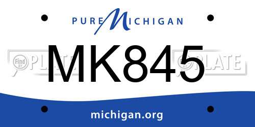 MK845 Michigan License Plate