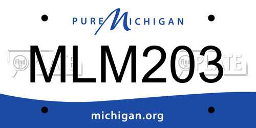 MLM203 Michigan License Plate