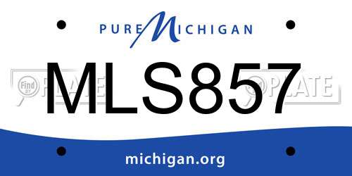 MLS857 Michigan License Plate