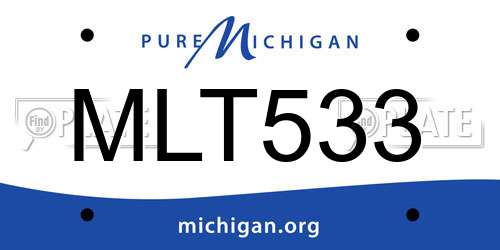 MLT533 Michigan License Plate