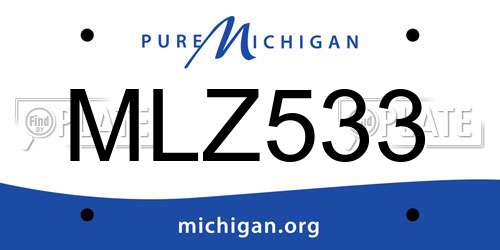 MLZ533 Michigan License Plate