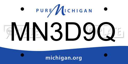MN3D9Q Michigan License Plate
