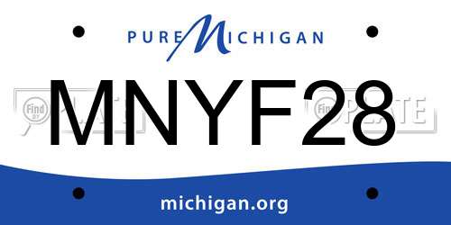 MNYF28 Michigan License Plate