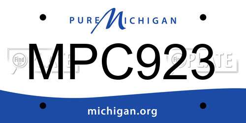 MPC923 Michigan License Plate