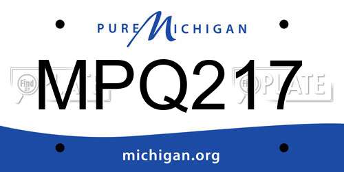 MPQ217 Michigan License Plate