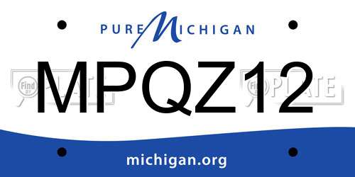 MPQZ12 Michigan License Plate