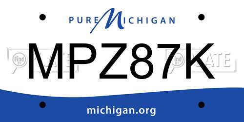 MPZ87K Michigan License Plate